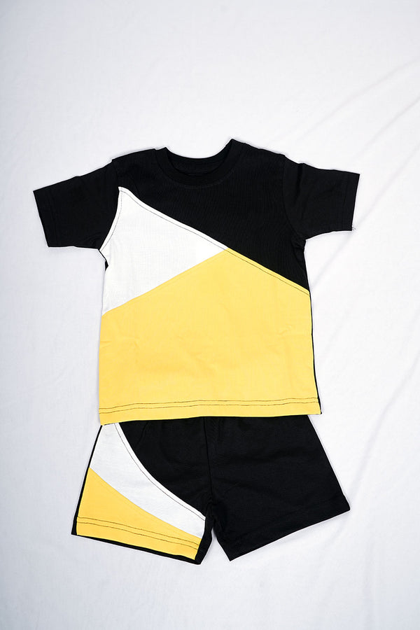 Kids Co-Ord Set – Yellow & Black Colorblock